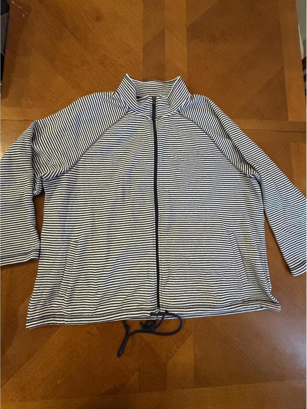 T by Talbots Striped Full-Zip Jacket with Drawstring Hem 3x 4-103